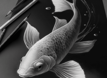 Koi fish pencil drawing